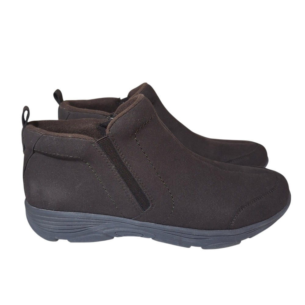 Easy Spirit Vony 2 Ankle Boots Faux Suede Women's Size 10 Brown Zipper Comfort